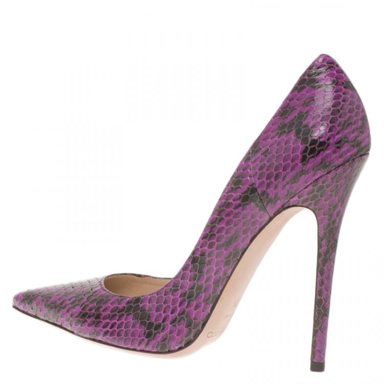 Pre Owned Jimmy Choo Purple Python Abel Pointed Pumps Size 39.5
