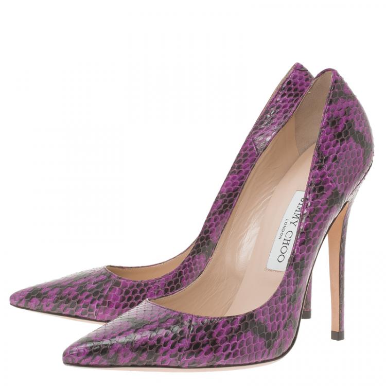 Pre Owned Jimmy Choo Purple Python Abel Pointed Pumps Size 39.5