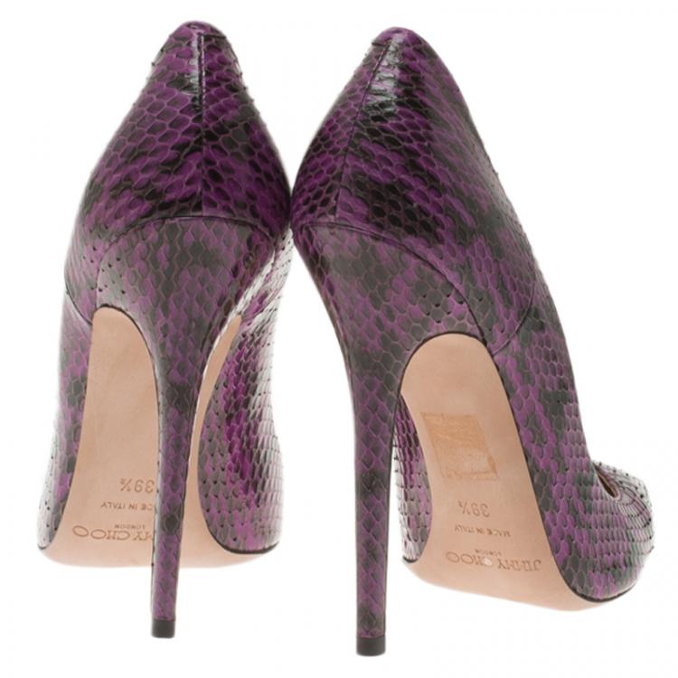 Pre Owned Jimmy Choo Purple Python Abel Pointed Pumps Size 39.5