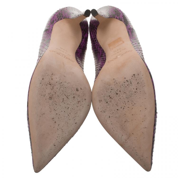 Pre Owned Jimmy Choo Purple Python Abel Pointed Pumps Size 39.5