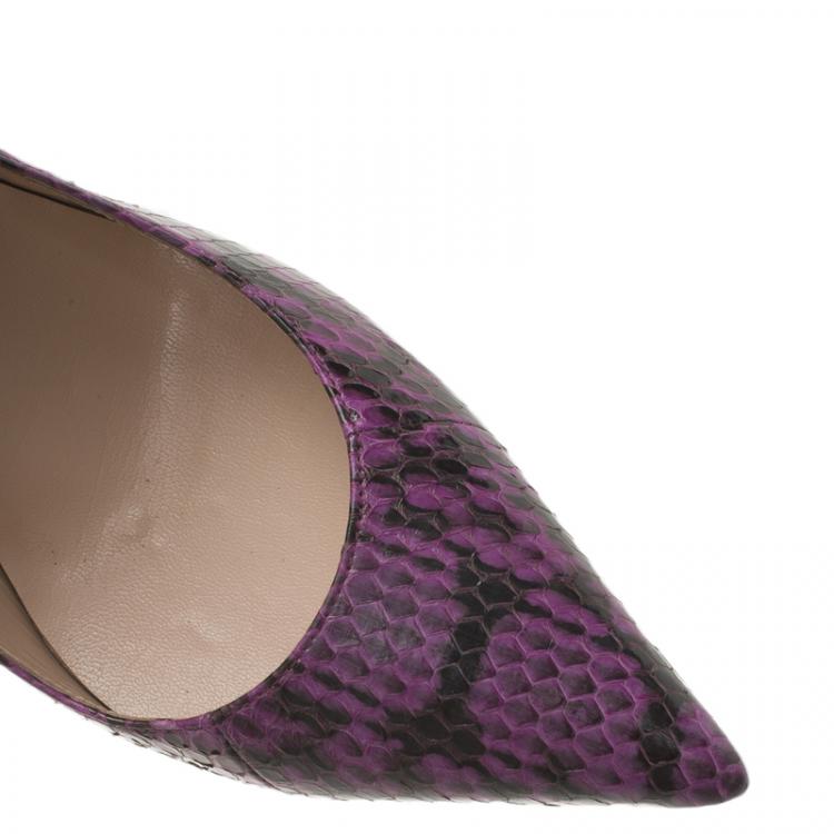Pre Owned Jimmy Choo Purple Python Abel Pointed Pumps Size 39.5