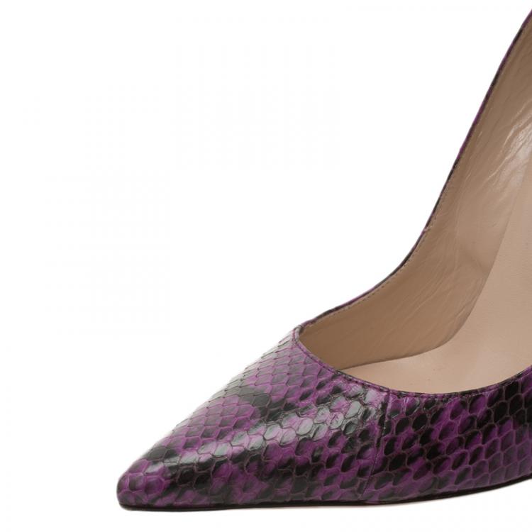 Pre Owned Jimmy Choo Purple Python Abel Pointed Pumps Size 39.5