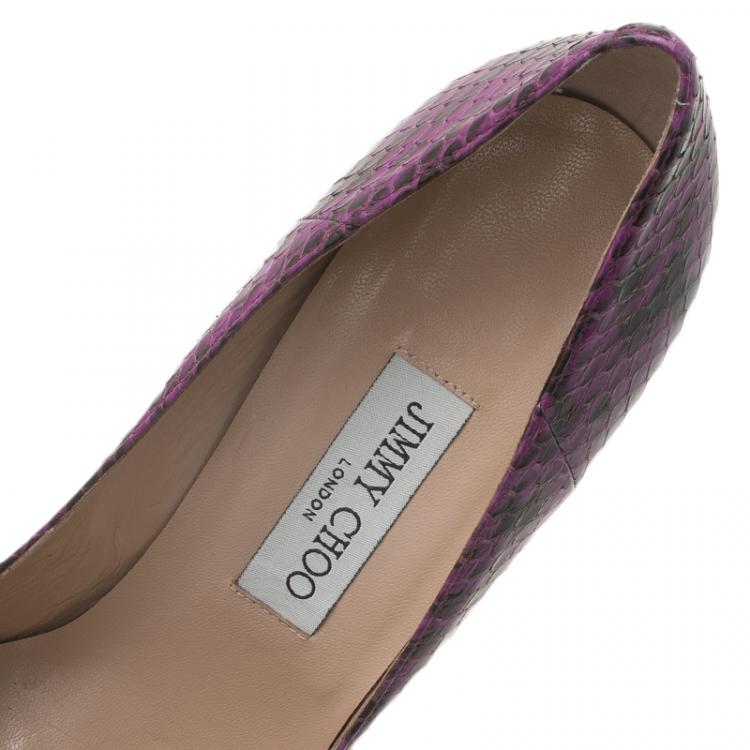 Pre Owned Jimmy Choo Purple Python Abel Pointed Pumps Size 39.5