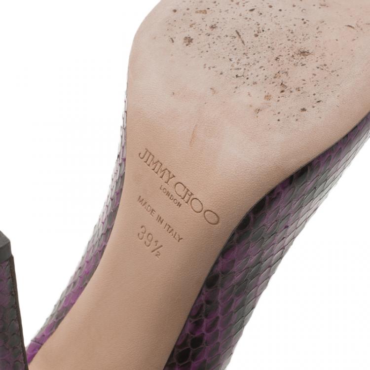 Pre Owned Jimmy Choo Purple Python Abel Pointed Pumps Size 39.5