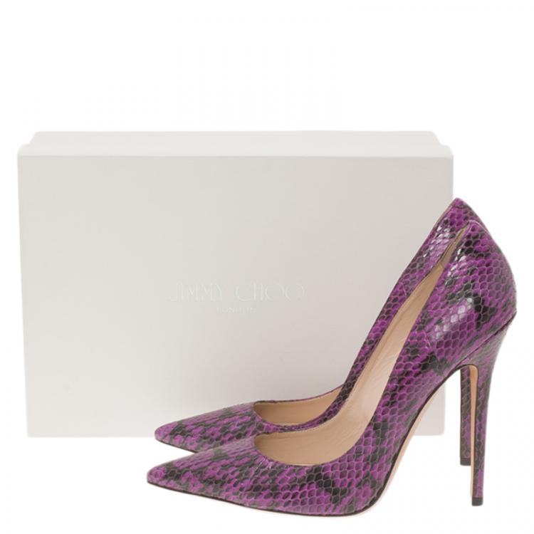 Pre Owned Jimmy Choo Purple Python Abel Pointed Pumps Size 39.5