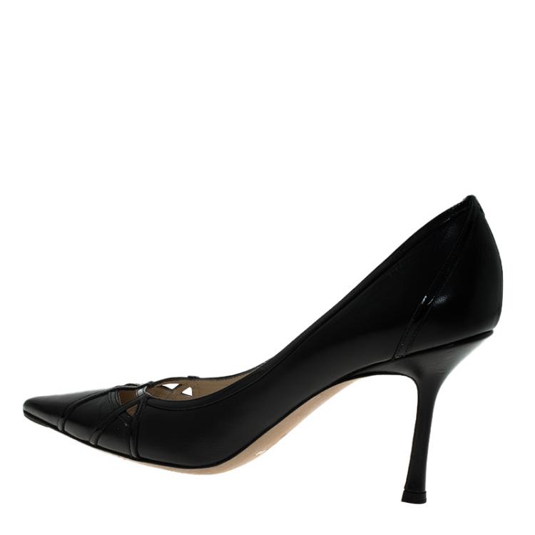 Pre Owned Jimmy Choo Black Leather Pointed Toe Pumps Size 41