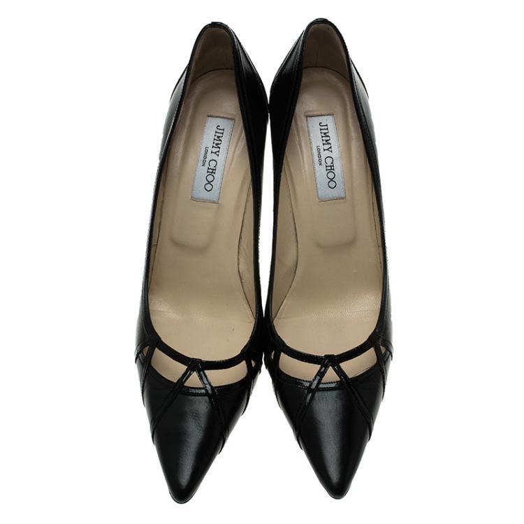 Pre Owned Jimmy Choo Black Leather Pointed Toe Pumps Size 41