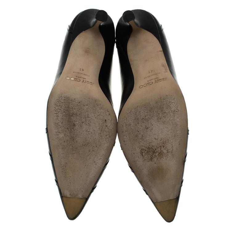 Pre Owned Jimmy Choo Black Leather Pointed Toe Pumps Size 41