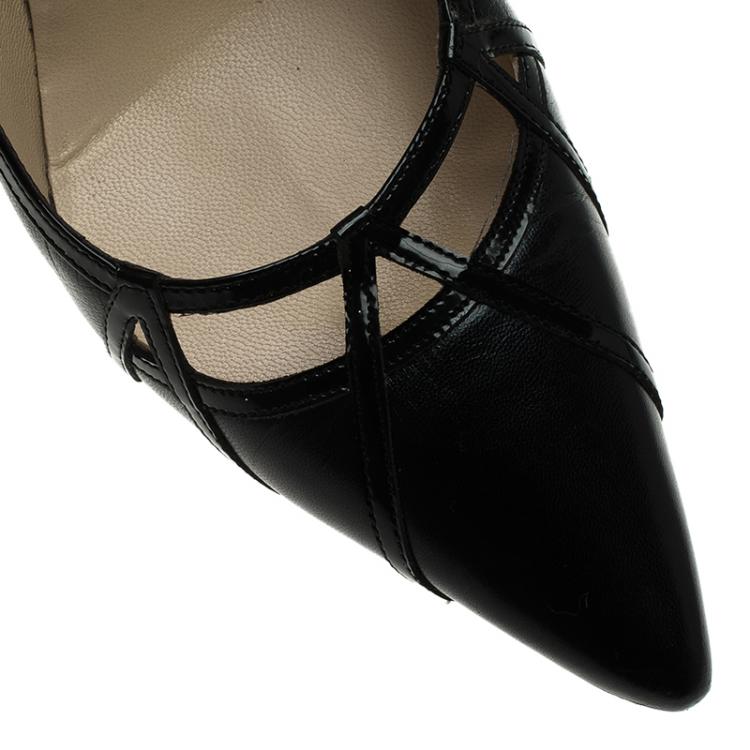 Pre Owned Jimmy Choo Black Leather Pointed Toe Pumps Size 41