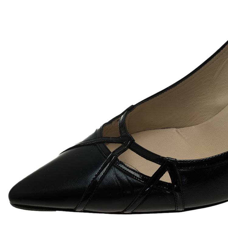 Pre Owned Jimmy Choo Black Leather Pointed Toe Pumps Size 41