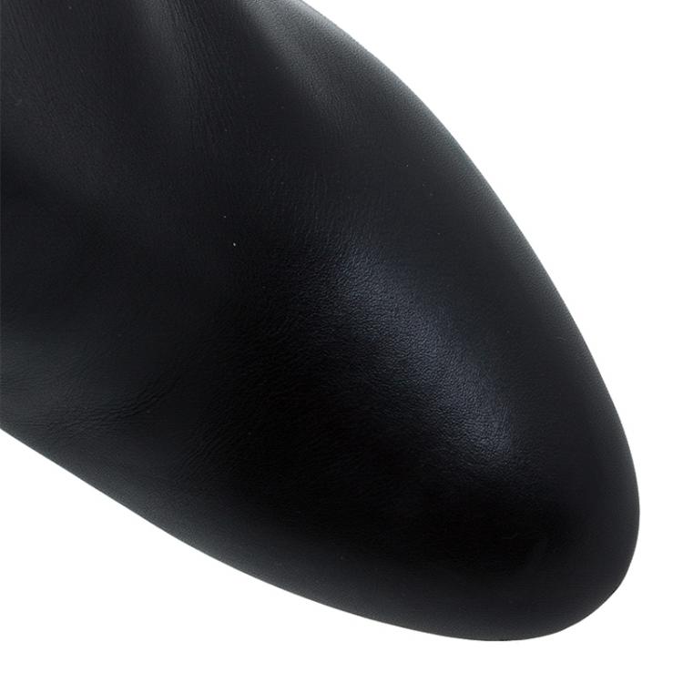 Pre Owned Jimmy Choo Black Stretch Leather Toni Over The Knee Boots Size 38 