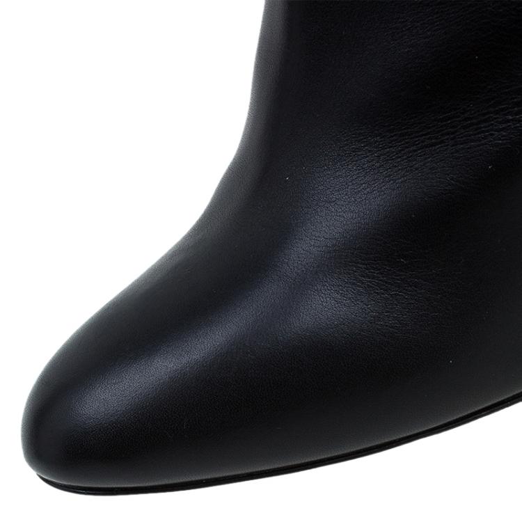 Pre Owned Jimmy Choo Black Stretch Leather Toni Over The Knee Boots Size 38 