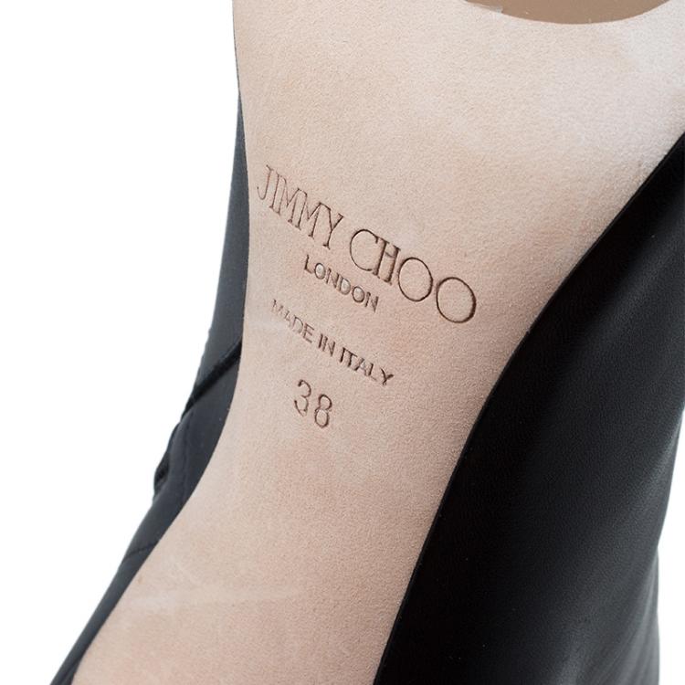 Pre Owned Jimmy Choo Black Stretch Leather Toni Over The Knee Boots Size 38 