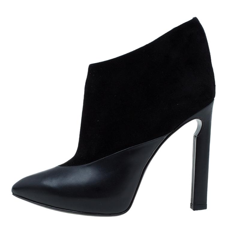 Pre Owned Jimmy Choo Black Leather and Suede Diad Ankle Boots Size 37 