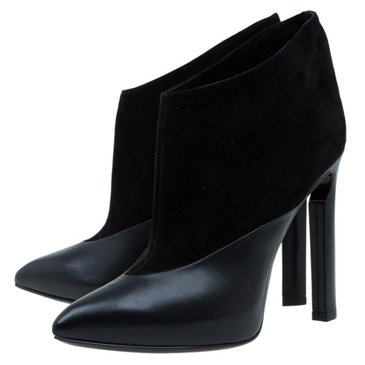 Pre Owned Jimmy Choo Black Leather and Suede Diad Ankle Boots Size 37 