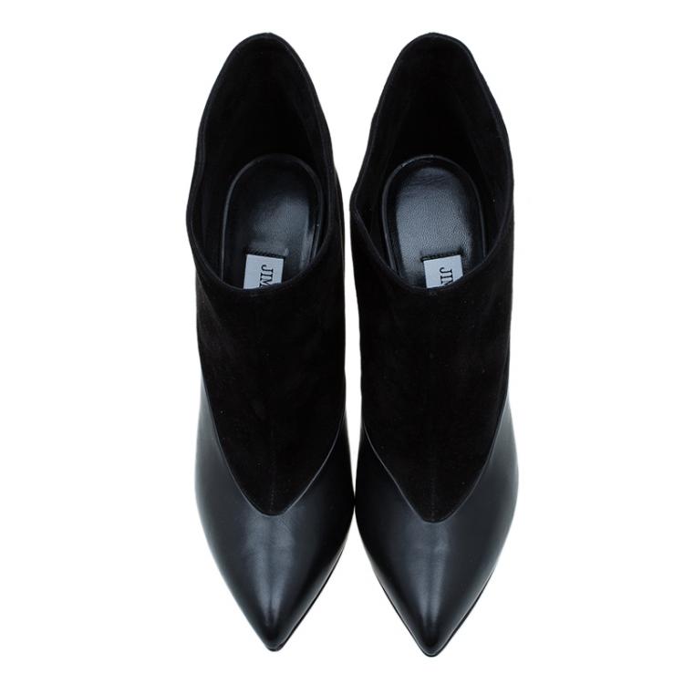 Pre Owned Jimmy Choo Black Leather and Suede Diad Ankle Boots Size 37 