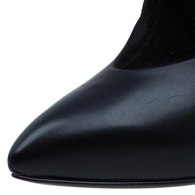 Pre Owned Jimmy Choo Black Leather and Suede Diad Ankle Boots Size 37 