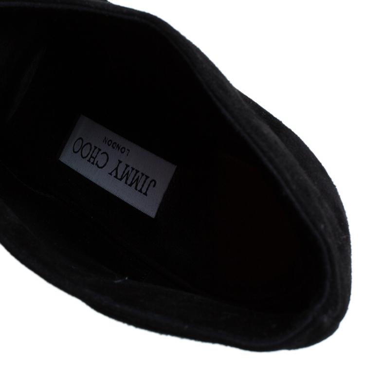 Pre Owned Jimmy Choo Black Leather and Suede Diad Ankle Boots Size 37 