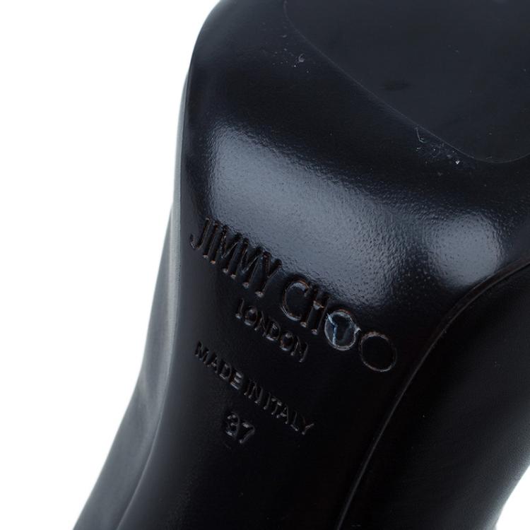 Pre Owned Jimmy Choo Black Leather and Suede Diad Ankle Boots Size 37 