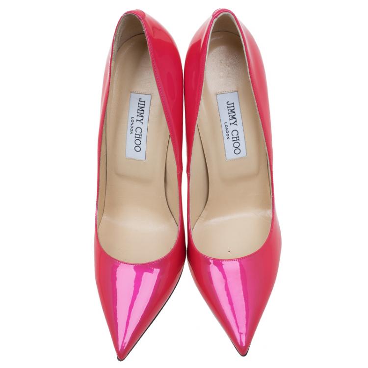 Pre Owned Jimmy Choo Pink Patent Anouk Pumps Size 41