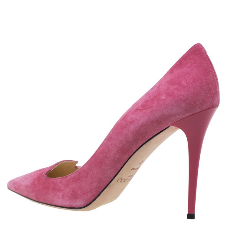 Pre Owned Jimmy Choo Pink Suede Avril Pointed Toe Pumps Size 40