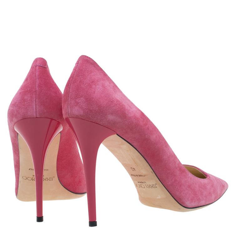 Pre Owned Jimmy Choo Pink Suede Avril Pointed Toe Pumps Size 40