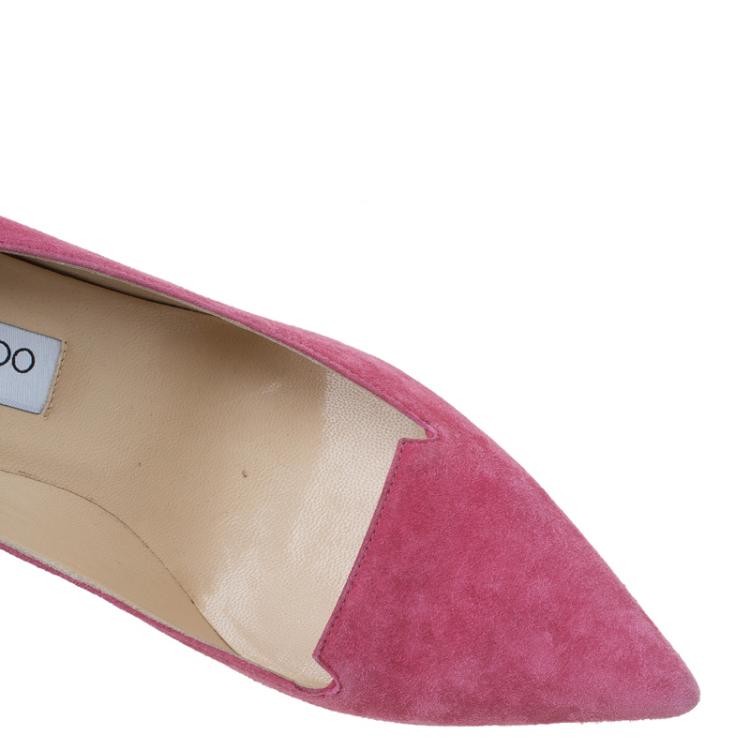 Pre Owned Jimmy Choo Pink Suede Avril Pointed Toe Pumps Size 40