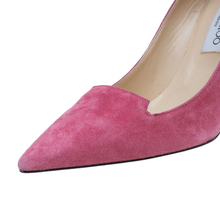 Pre Owned Jimmy Choo Pink Suede Avril Pointed Toe Pumps Size 40