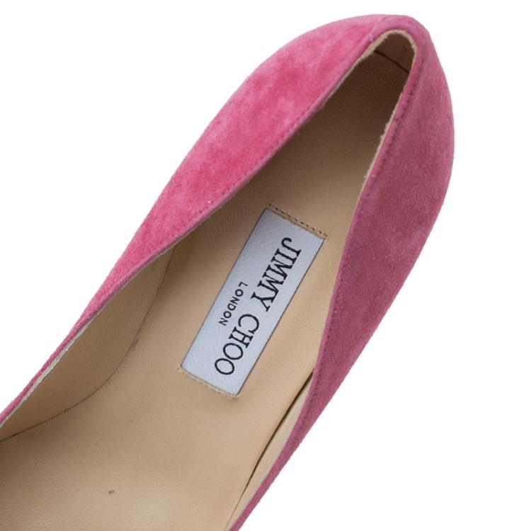 Pre Owned Jimmy Choo Pink Suede Avril Pointed Toe Pumps Size 40