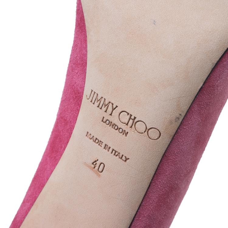 Pre Owned Jimmy Choo Pink Suede Avril Pointed Toe Pumps Size 40