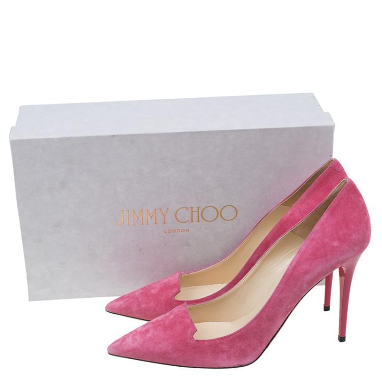 Pre Owned Jimmy Choo Pink Suede Avril Pointed Toe Pumps Size 40