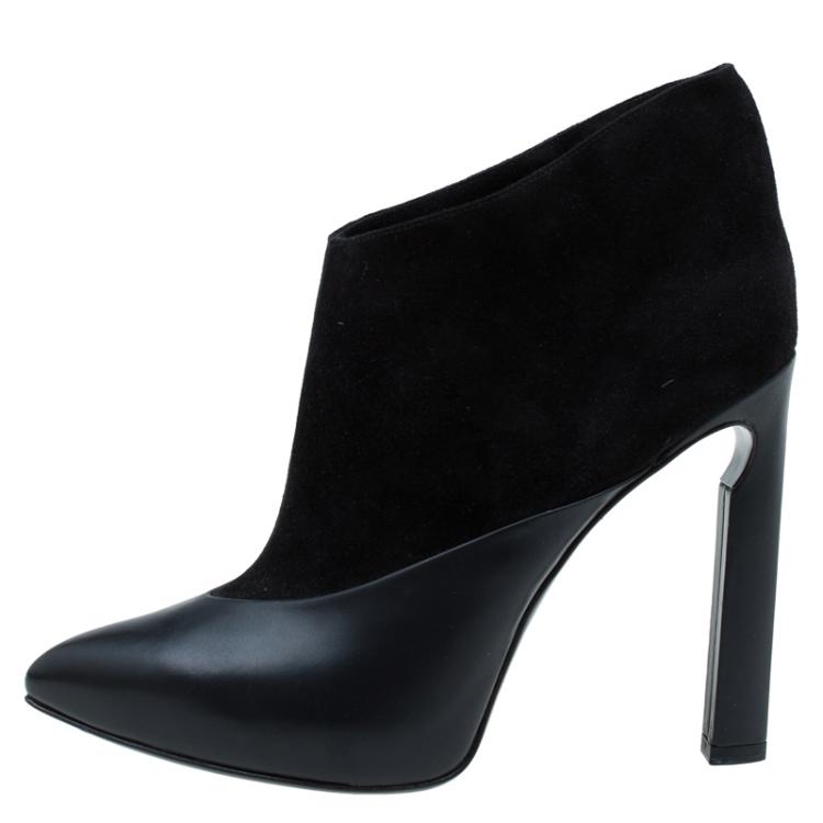 مملوكة مسبقًا Jimmy Choo Black Leather and Suede Diad Ankle Boots Size 40