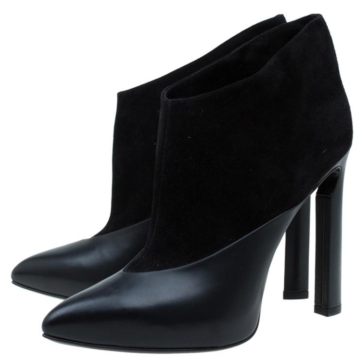 مملوكة مسبقًا Jimmy Choo Black Leather and Suede Diad Ankle Boots Size 40