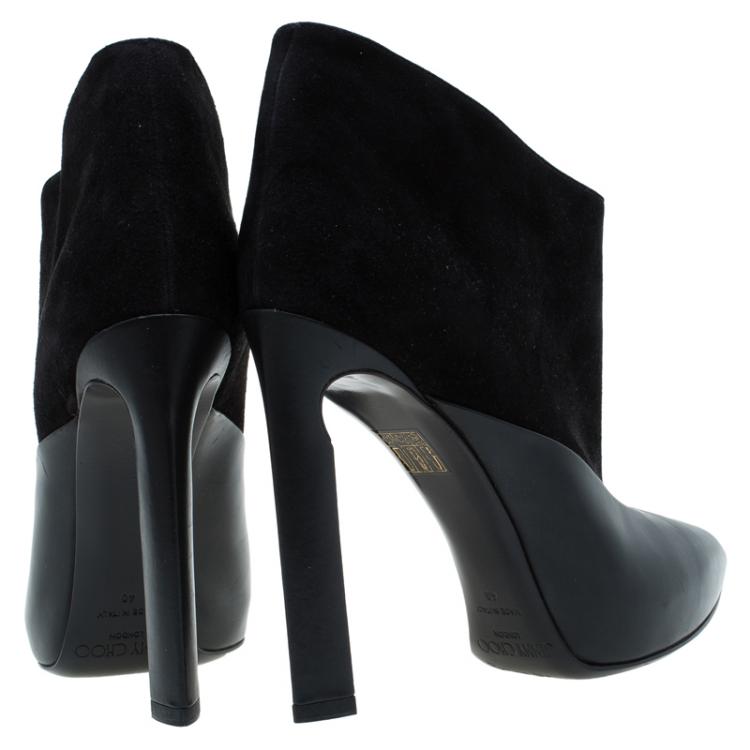 مملوكة مسبقًا Jimmy Choo Black Leather and Suede Diad Ankle Boots Size 40