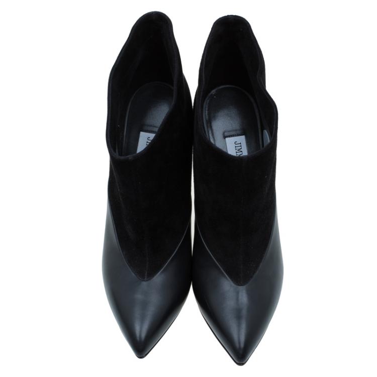 مملوكة مسبقًا Jimmy Choo Black Leather and Suede Diad Ankle Boots Size 40