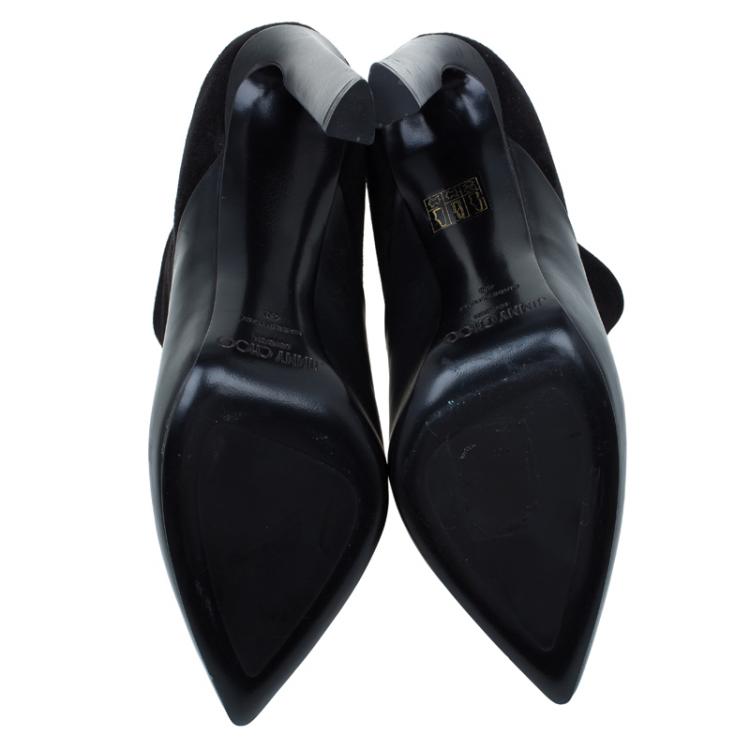 مملوكة مسبقًا Jimmy Choo Black Leather and Suede Diad Ankle Boots Size 40