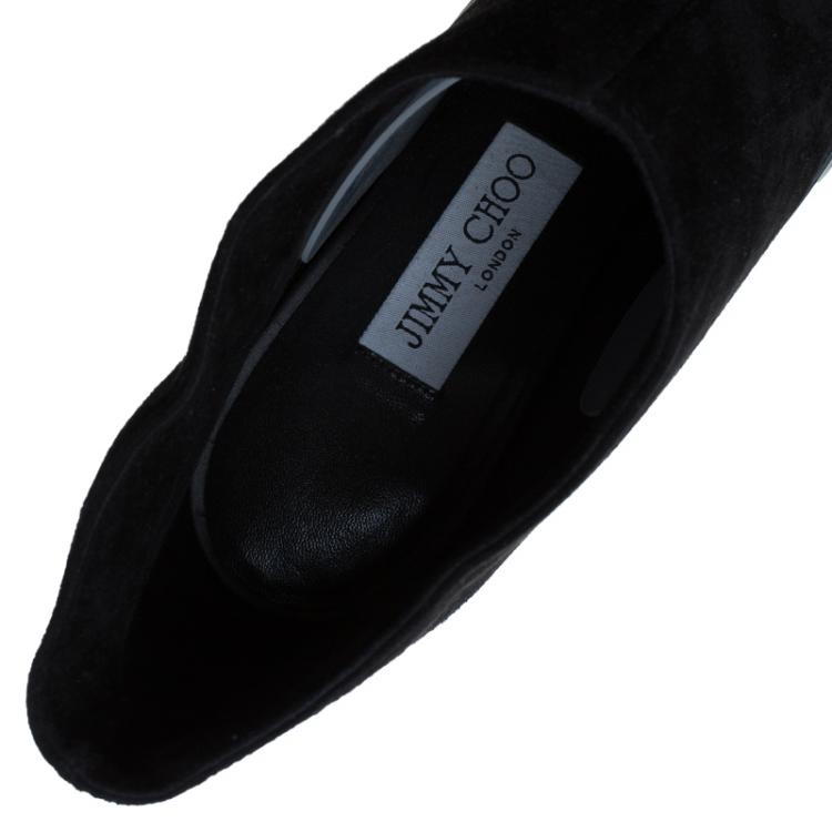مملوكة مسبقًا Jimmy Choo Black Leather and Suede Diad Ankle Boots Size 40