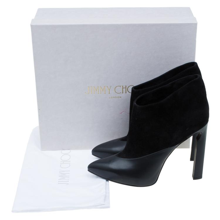 مملوكة مسبقًا Jimmy Choo Black Leather and Suede Diad Ankle Boots Size 40