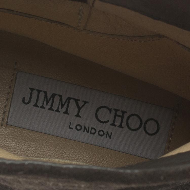 Pre Owned Jimmy Choo Grey Suede Youth Biker Boots Size 36.5