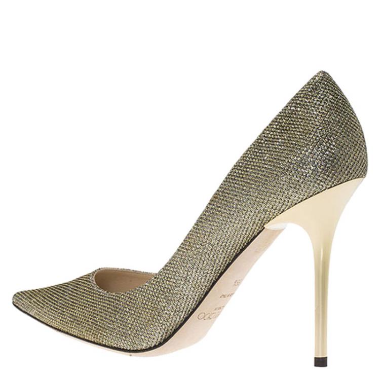 Pre Owned Jimmy Choo Gold Lamé Abel Pointed Toe Pumps Size 39.5