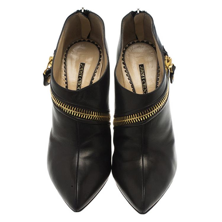 Pre Owned Jimmy Choo Black Leather Cannes Ankle Boots Size 40