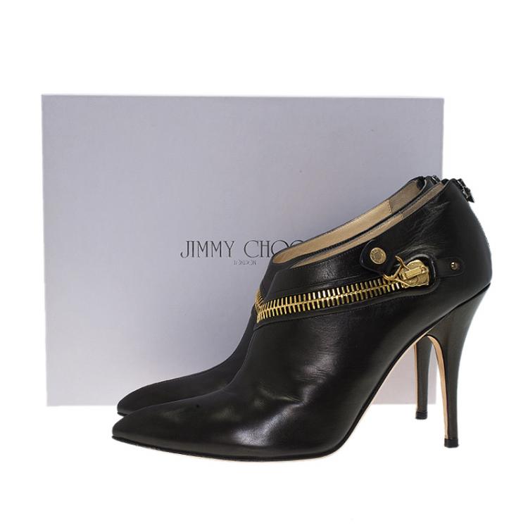 Pre Owned Jimmy Choo Black Leather Cannes Ankle Boots Size 40