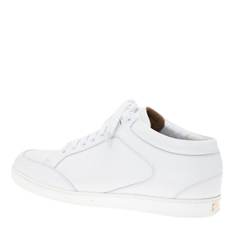 Pre Owned Jimmy Choo White Leather Miami Sneakers Size 39