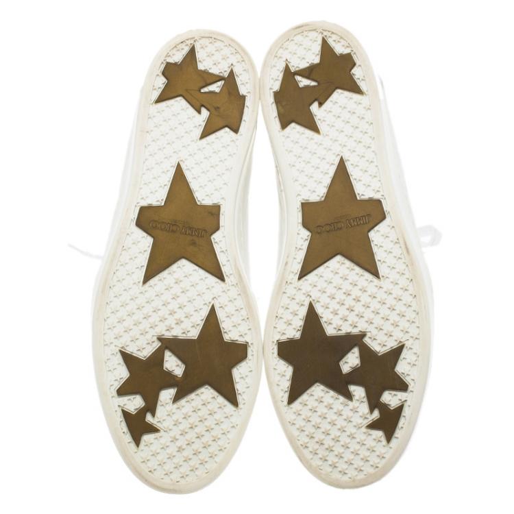 Pre Owned Jimmy Choo White Leather Miami Sneakers Size 39