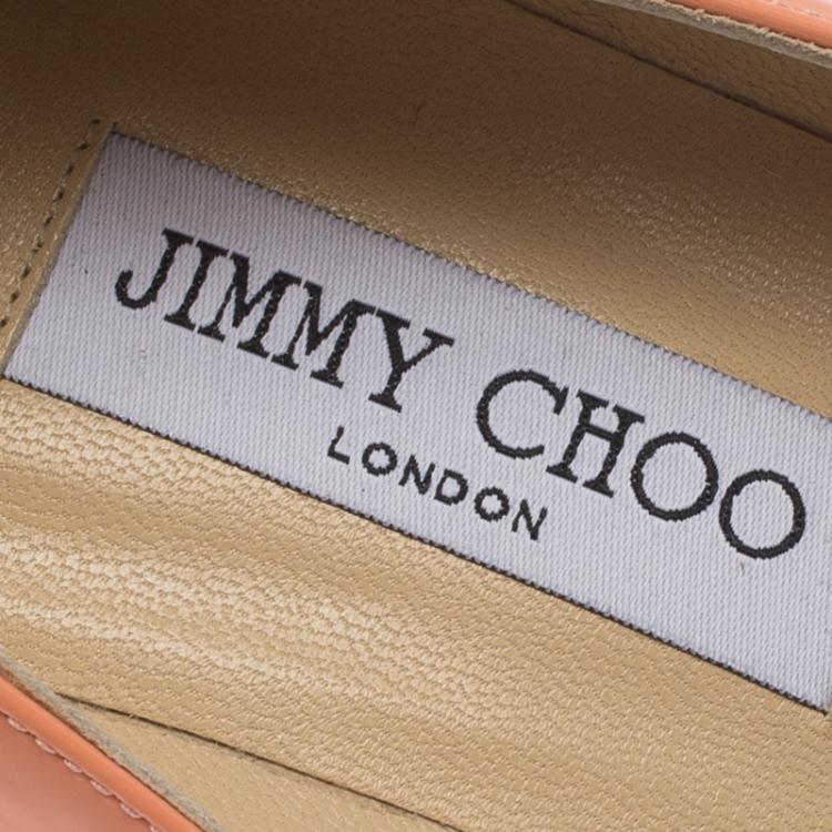 Pre Owned Jimmy Choo Peach Patent Allure Pumps Size 39