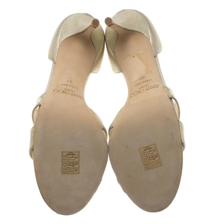 Pre Owned Jimmy Choo Gold Leather Tocsin D'orsay Pumps Size 41