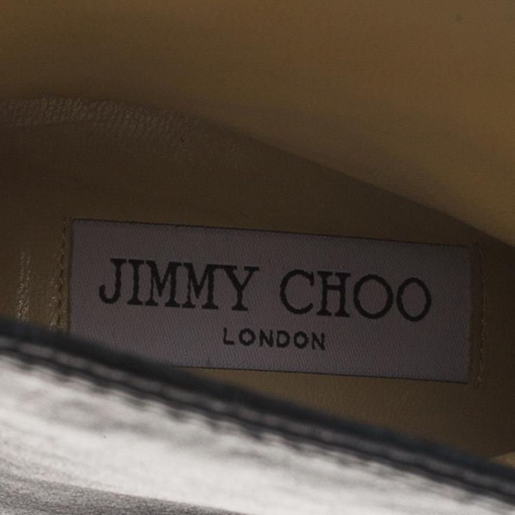 Pre Owned Jimmy Choo Black Leather Hatcher Combat Boots Size 38.5