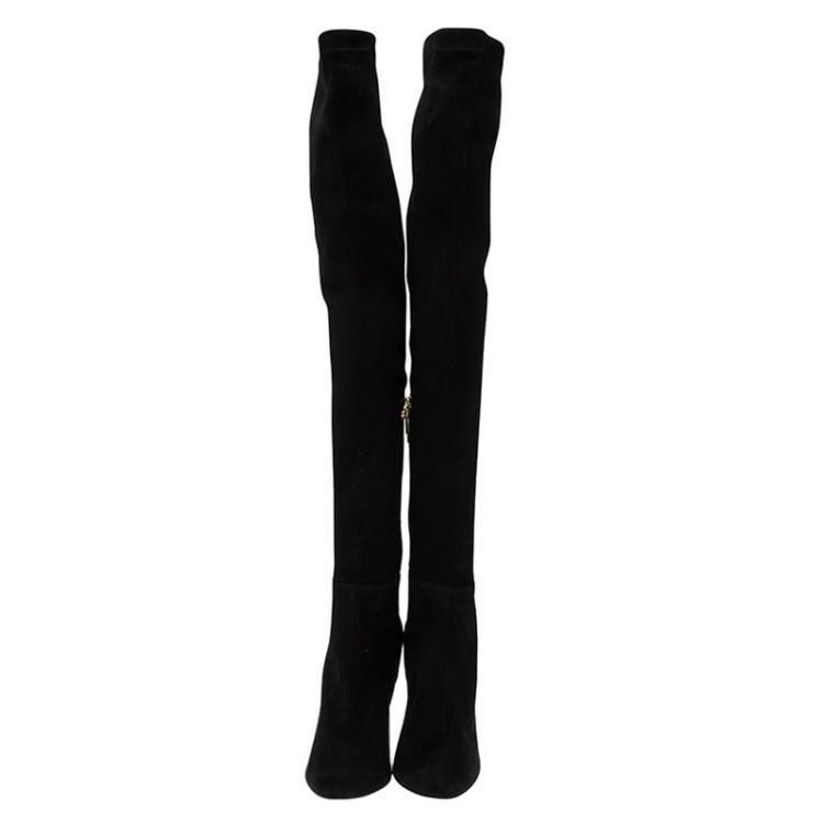 Pre Owned Jimmy Choo Black Suede Toni Over The Knee Boots Size 35.5