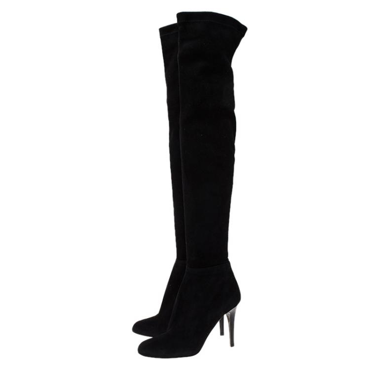 Pre Owned Jimmy Choo Black Suede Toni Over The Knee Boots Size 35.5