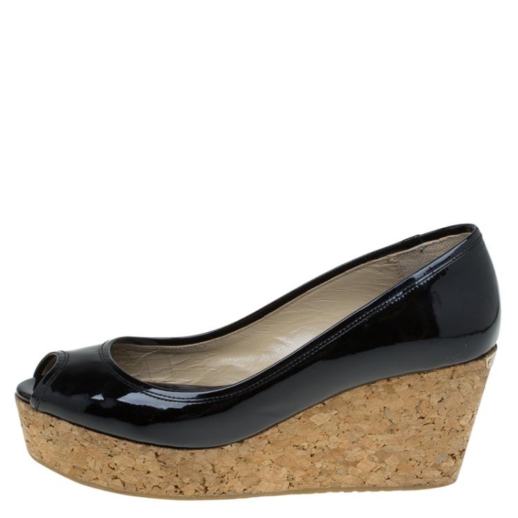 Jimmy choo discount black cork wedges